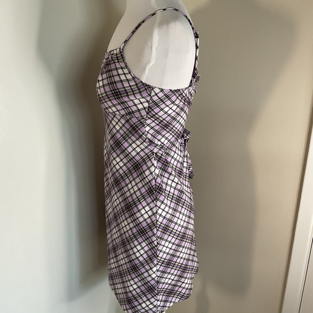 Brandy Melville John Galt Purple Plaid Colleen Mini Dress Small Vivian Preppy - Picture 4 of 5